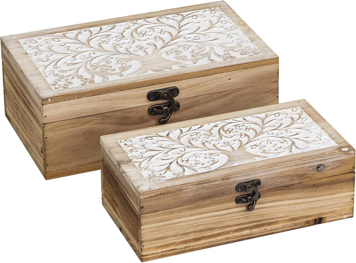 Carved Wooden Keepsake Boxes