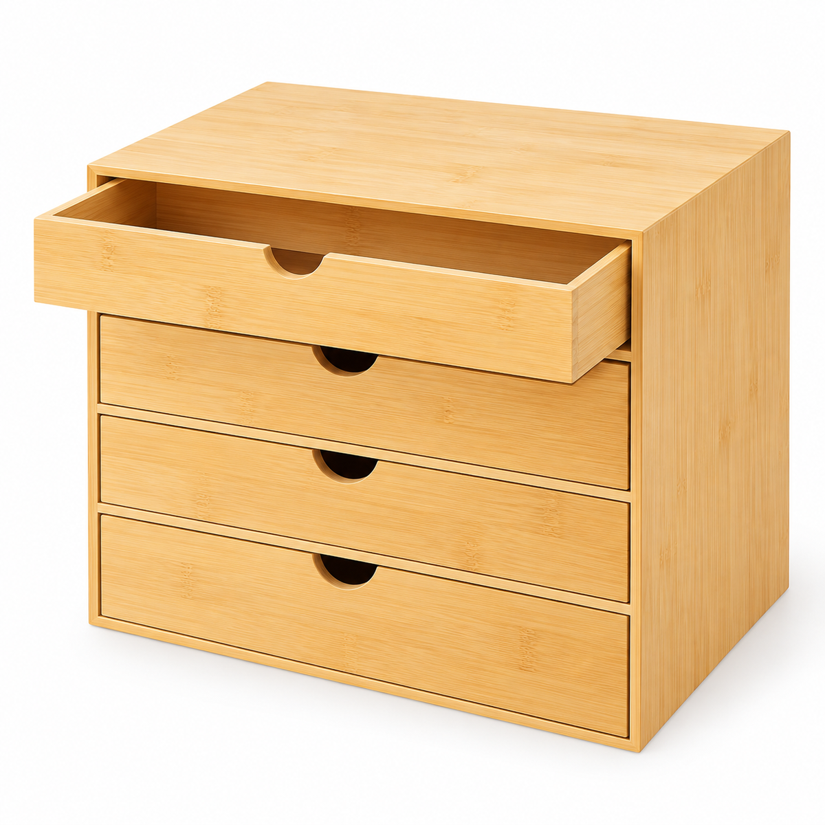 Bamboo Four-Drawer Desktop Organizer, 13 × 7.5 × 12.5 in