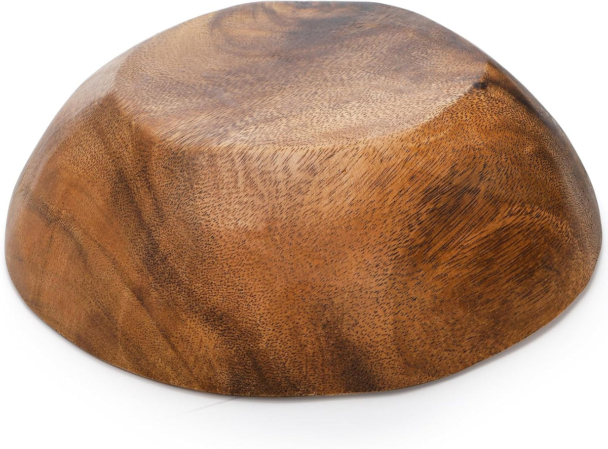 Round Walnut Wood Decorative Bowl, 9.4 in