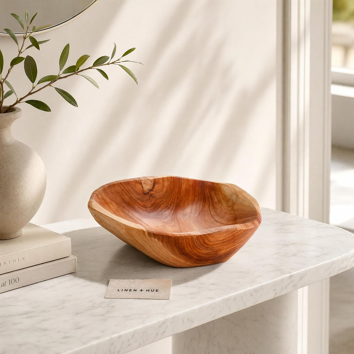 Irregular Natural Wood Decorative Bowl, 7.8–9.5 in