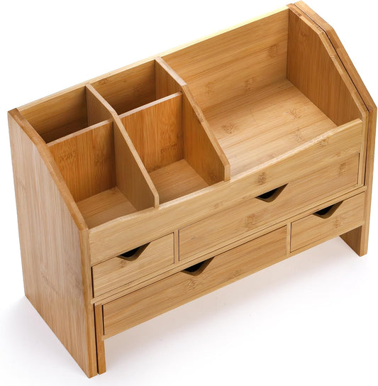 Bamboo Desktop Organizer with Four Drawers