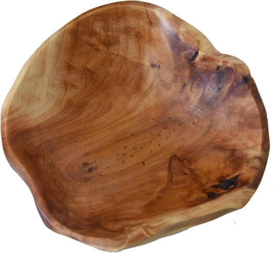 Irregular Root-Carved Natural Wood Bowl, 9–10 in