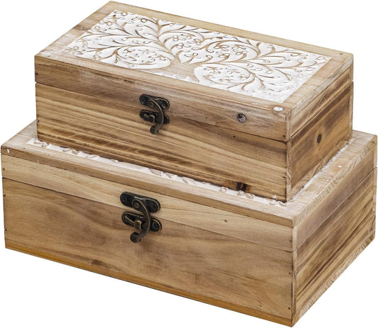 Carved Wooden Keepsake Boxes