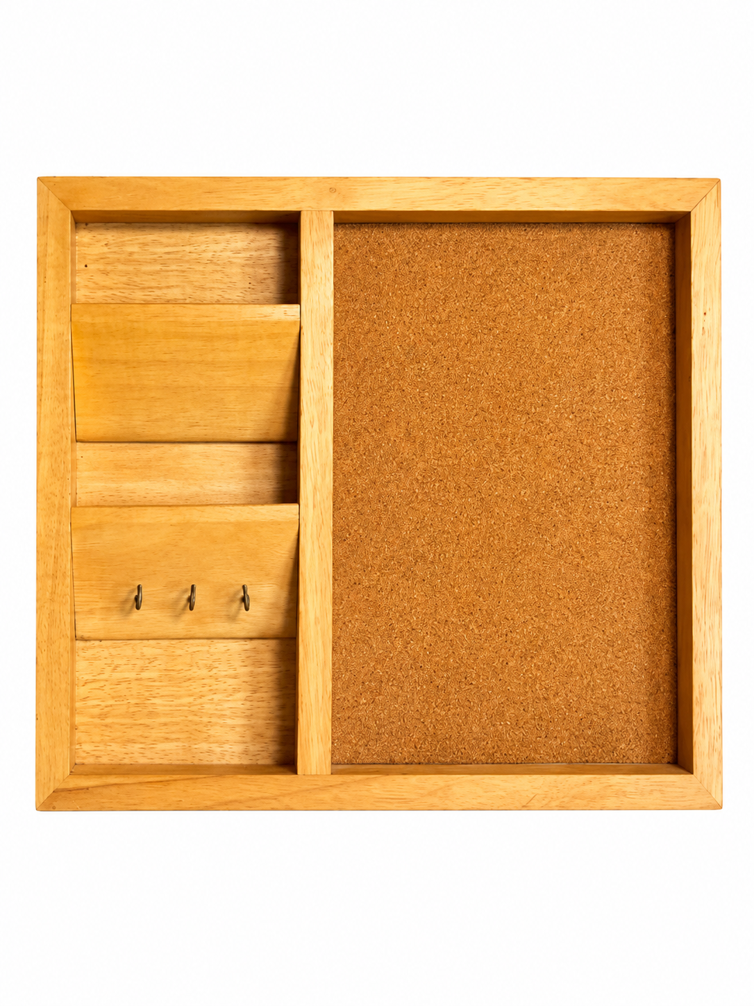Wood Wall Organizer with Cork Board