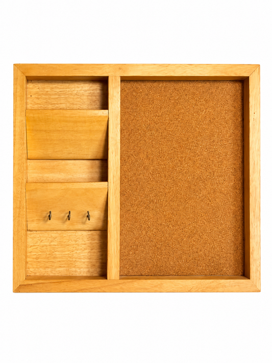 Wood Wall Organizer with Cork Board
