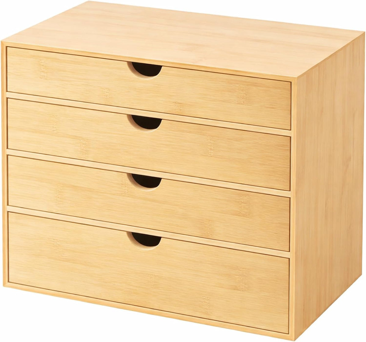 Bamboo Four-Drawer Desktop Organizer, 13 × 7.5 × 12.5 in