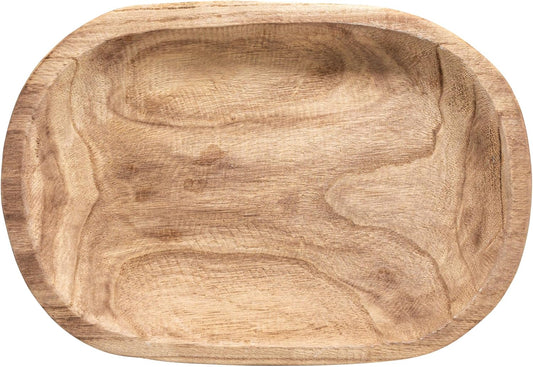 Oval Paulownia Wood Decorative Bowl, 14.5 × 10.25 × 2 in
