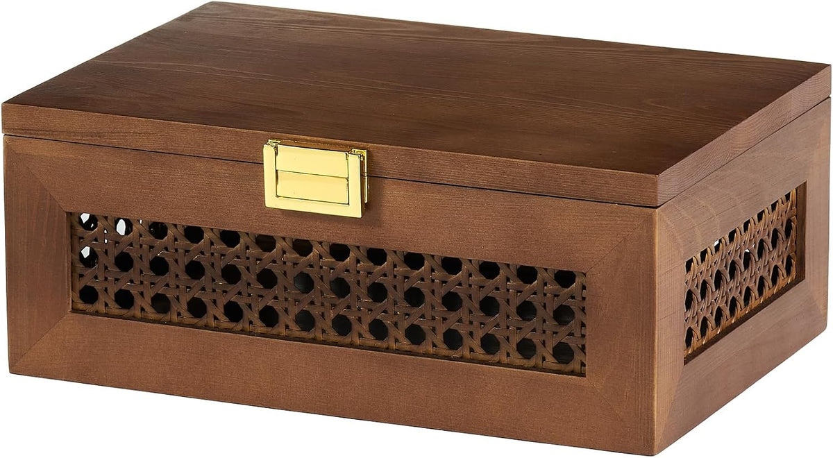 Wood Framed Woven Storage Box