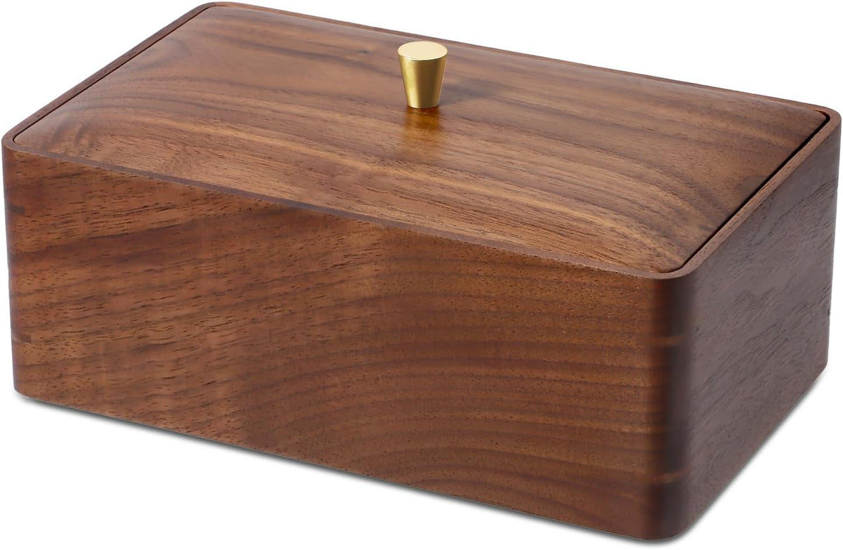 Walnut Wood Storage Box with Lift-Off Lid, 8.58 × 5.31 × 3.15 in