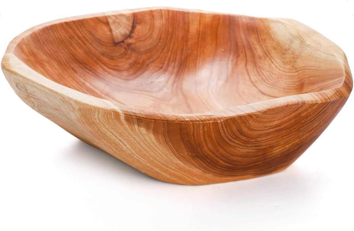 Irregular Natural Wood Decorative Bowl, 7.8–9.5 in
